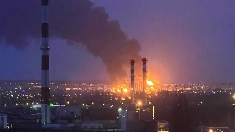 Пожар на белгородской нефтебазе. Фото: В. Гладков