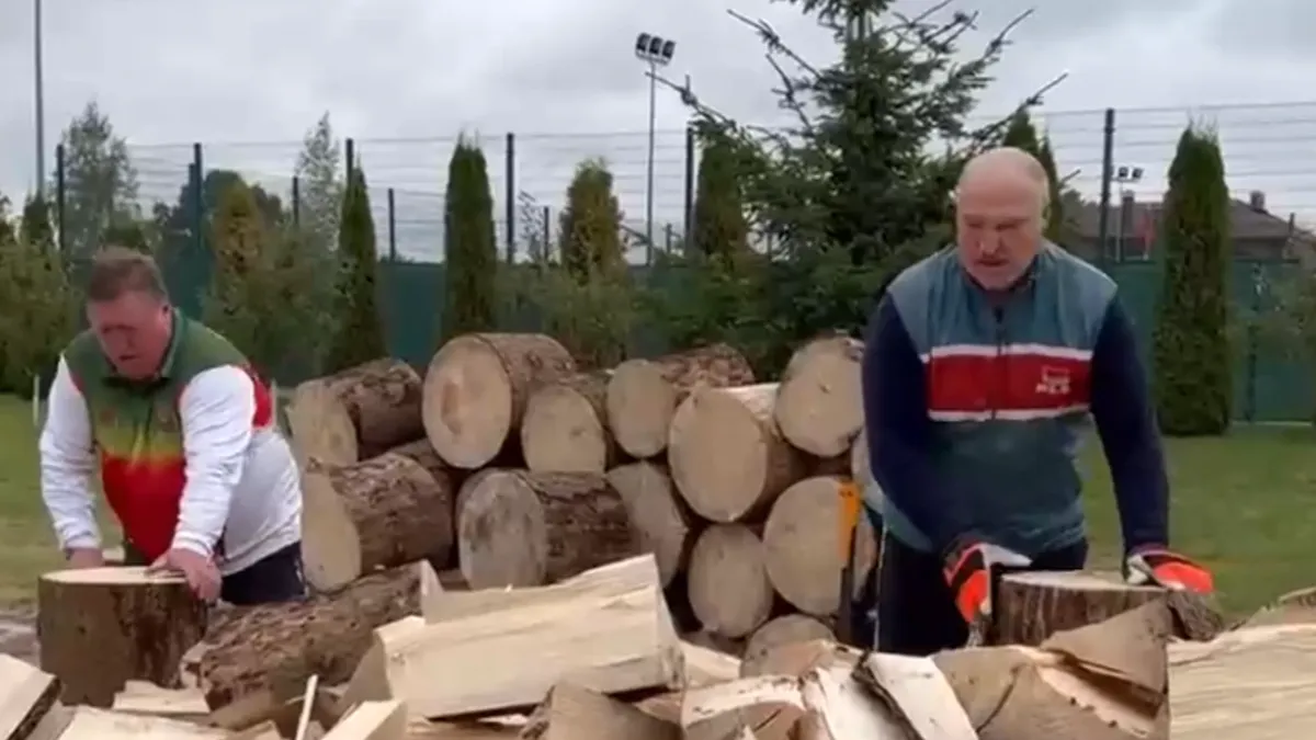 Президент Белоруссии Александр Лукашенко взял в руки топор и наколол дров для европейцев - видео