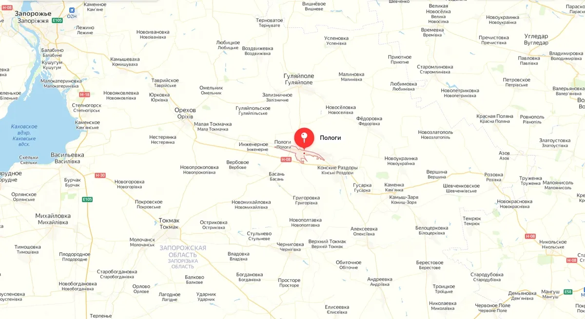 Где находится токмак на украине на карте