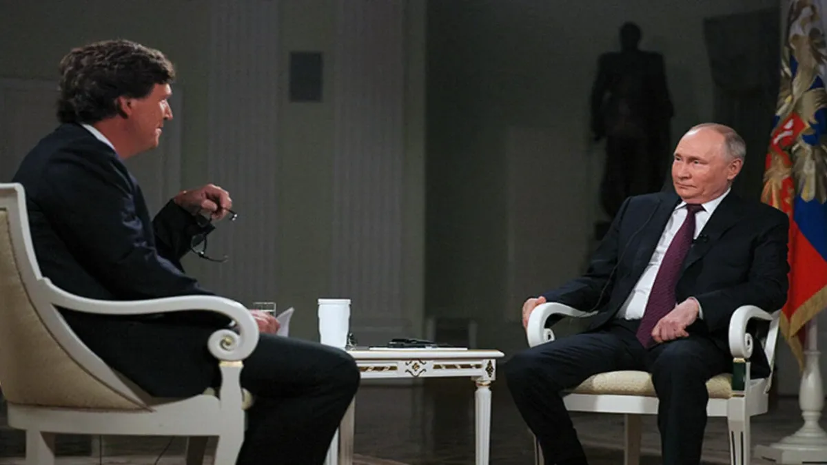 Владимир Путин и Такер Карлсон. Фото: 1tv.ru