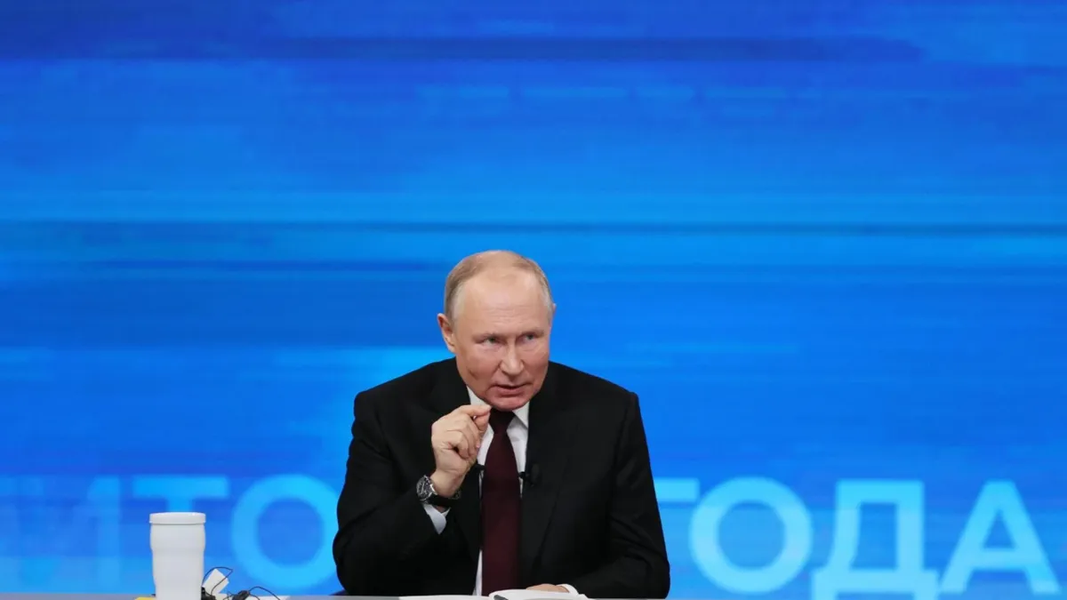 Владимир Путин на пресс-конференции «Итоги года». Фото: кадр из видео Кремлин 