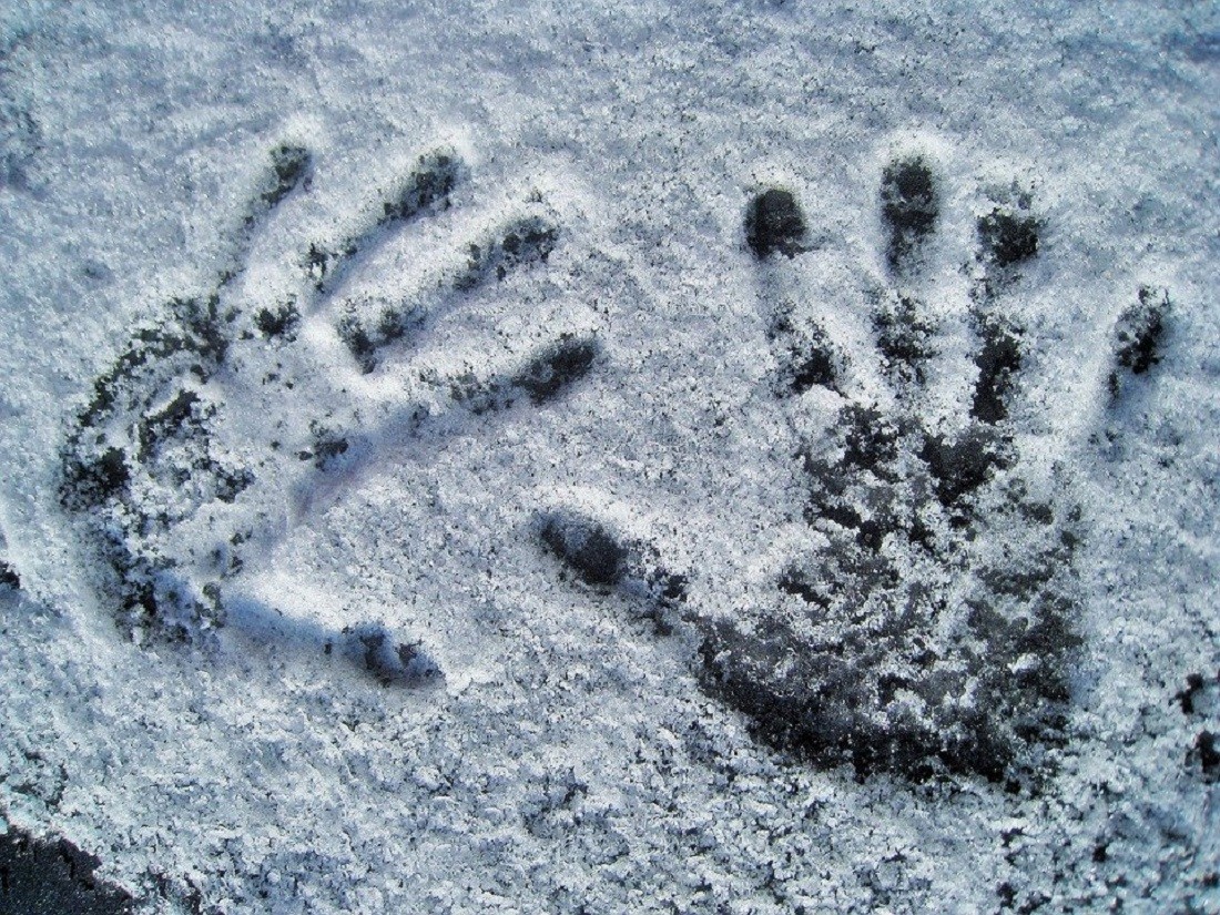 Отпечатки рук на снегу