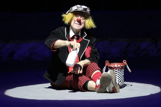 ST. PETERSBURG, RUSSIA. FEBRUARY 12, 2016. Clown Oleg Popov performs during the premiere of his show May there always be sunshine! at the Bolshoi St. Petersburg State Circus on Fontanka (Ciniselli Circus). Ruslan Shamukov/TASS