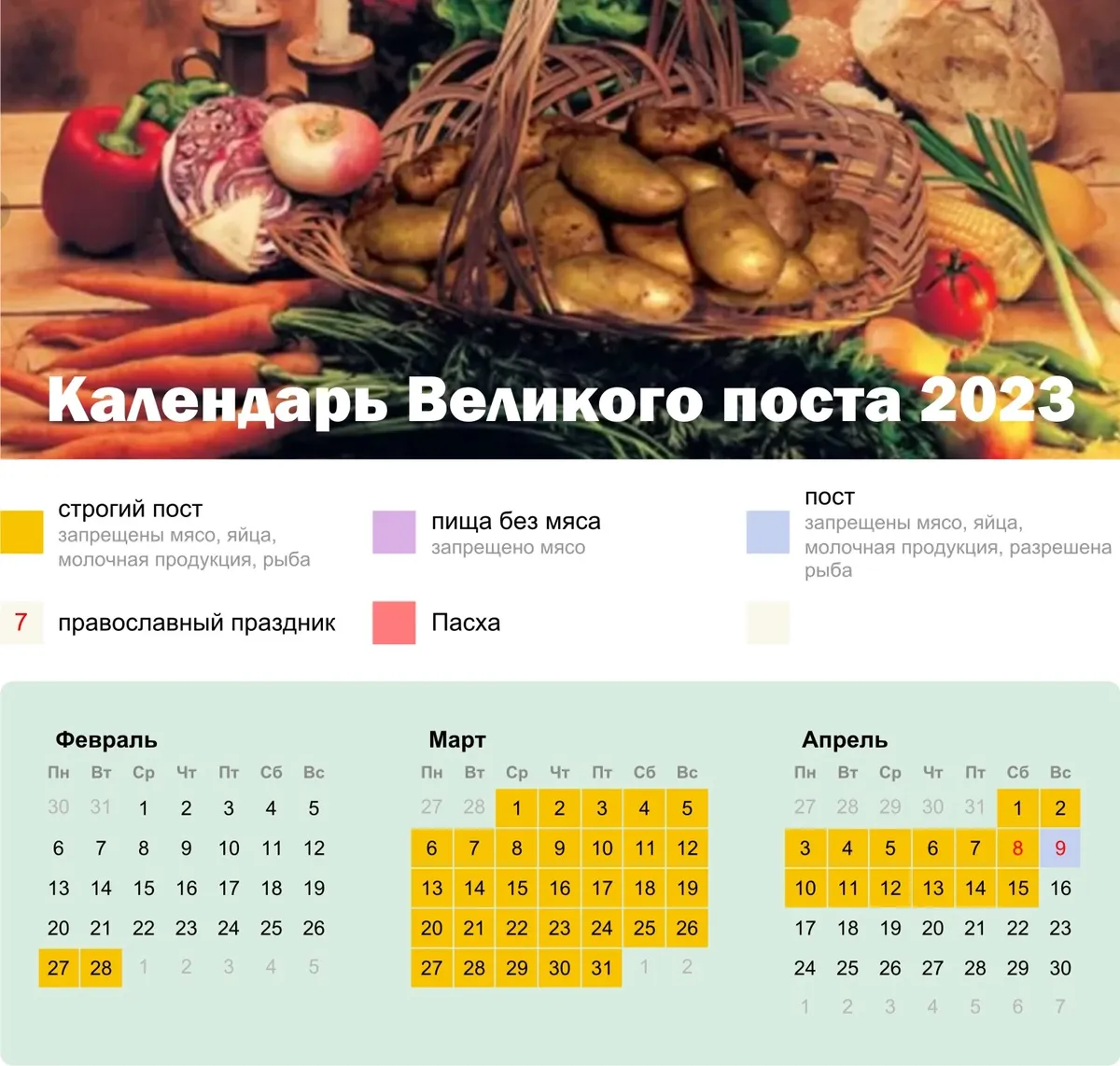 Календарь Великого поста 2023