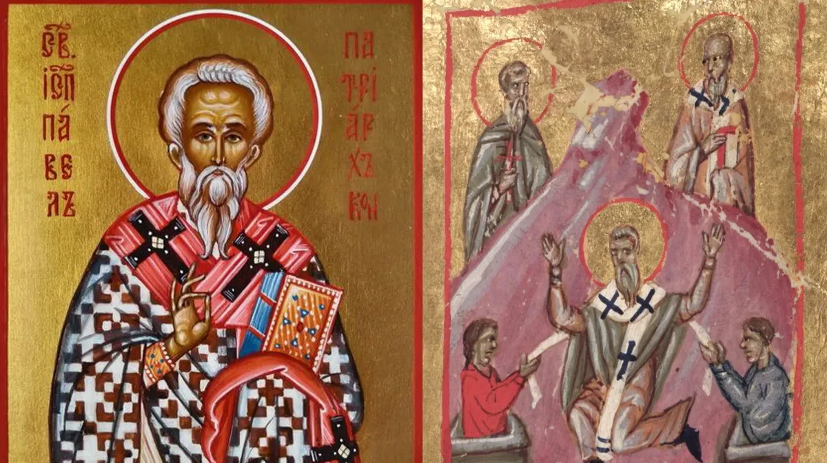 Икона святого и фреска с моментом его смерти. Фотоколлаж: vesiskitim.ru