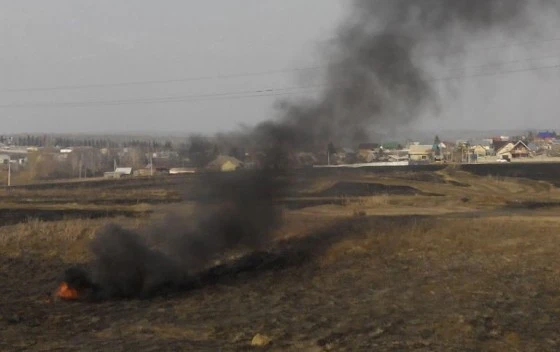 Пожарные тушили загоревшуюся траву