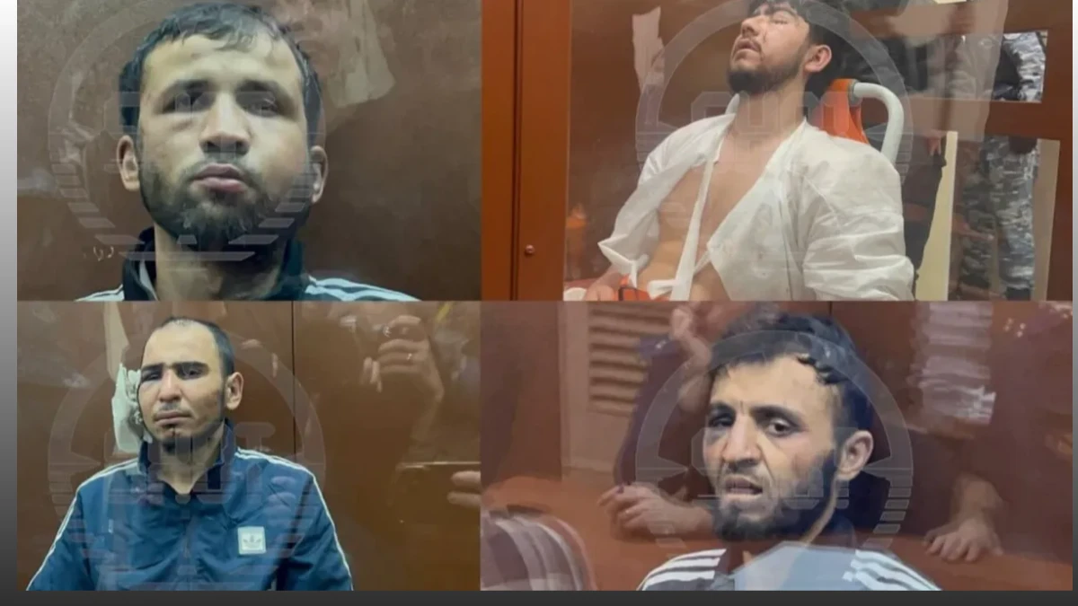 Террористы во время судебного заседания. Фото: кадры из видео