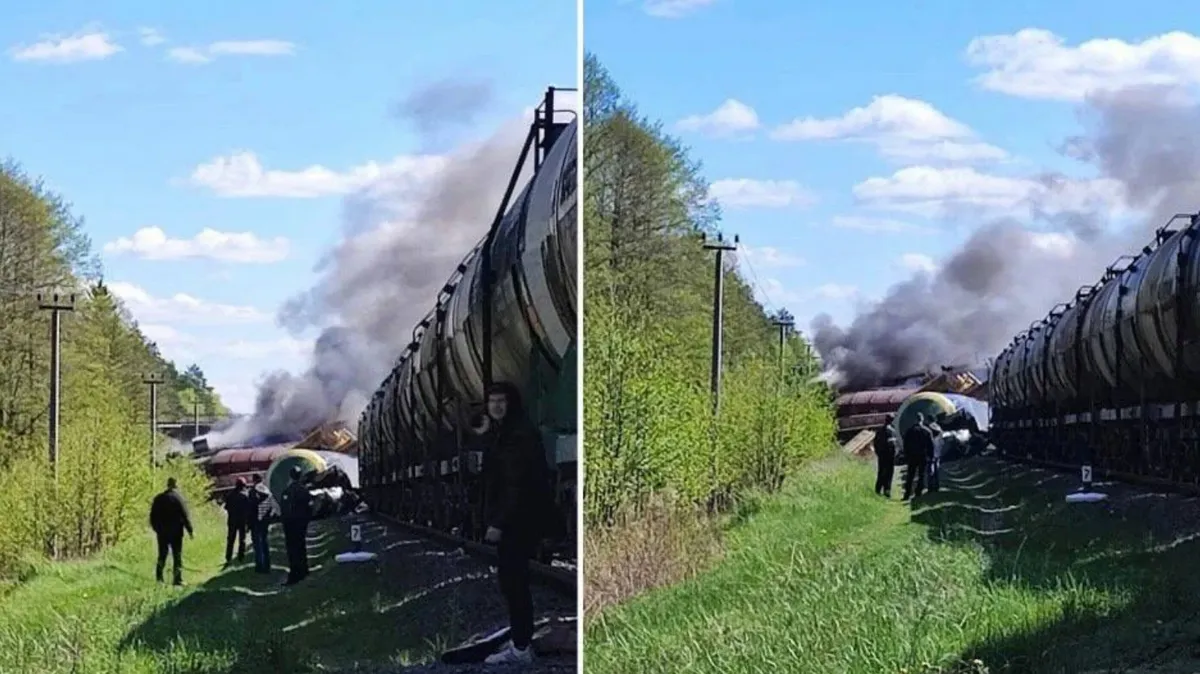 Под Брянском произошло крушение поезда в результате подрыва железной дороги