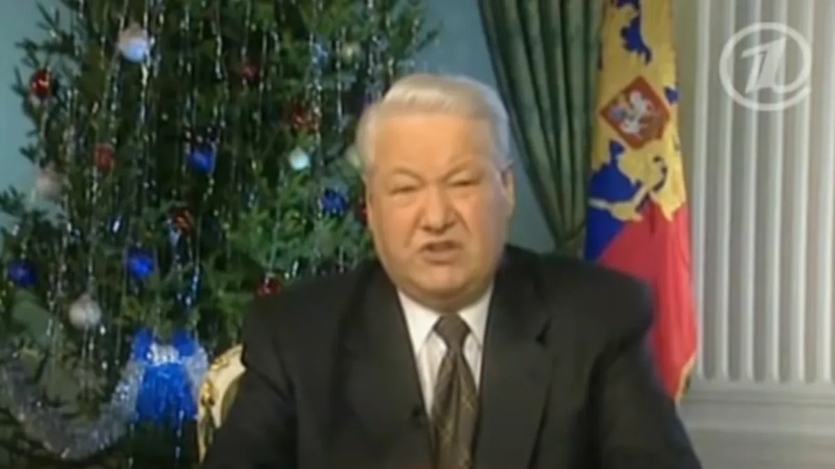 Обращение Бориса Ельцина к россиянам от 31.12.1999 года. Фото: скрин из видео YouTube-канала «Президентский центр Бориса Ельцина»