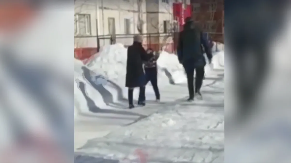 В Сургуте рядом со школой мужчина и женщина жестоко избили ребенка - видео
