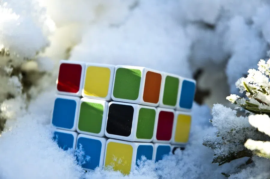 кубик рубика, снег