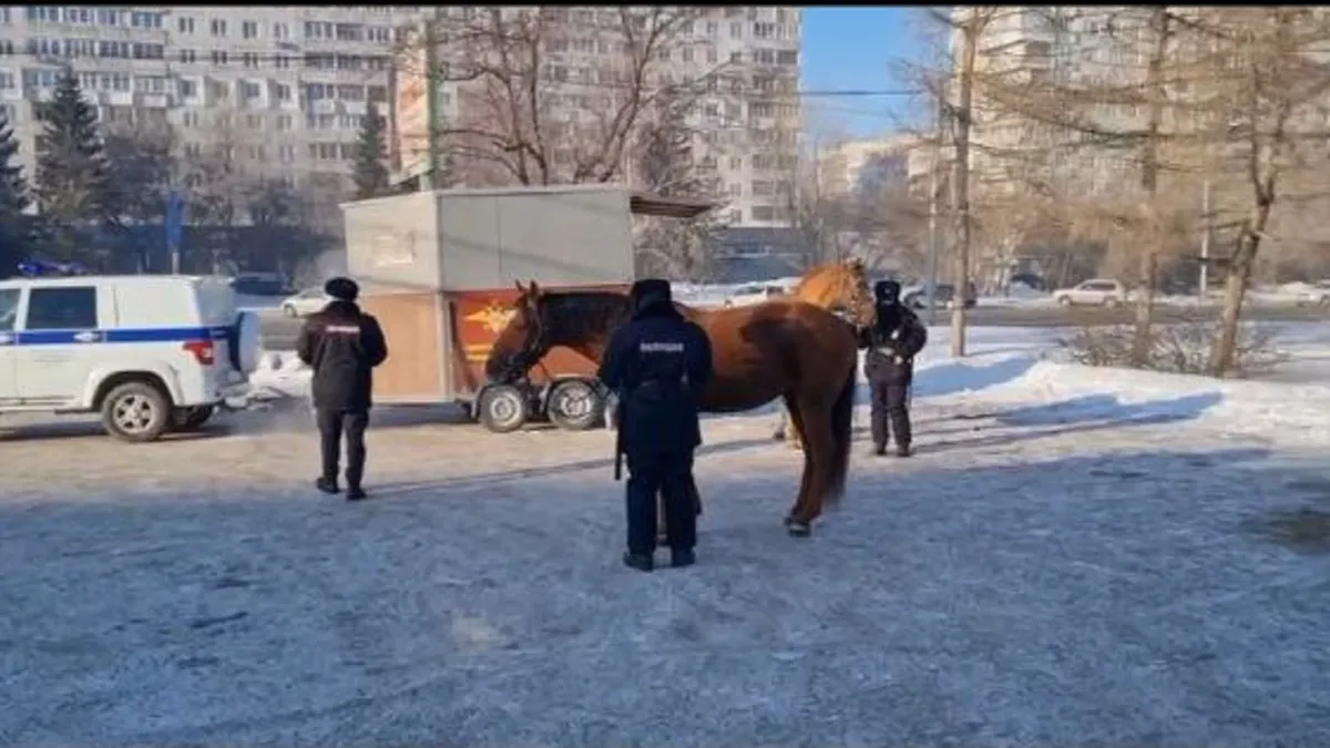 В Новосибирске после смерти Навального* полиция оцепила памятник жертвам политических репрессий с помощью коней