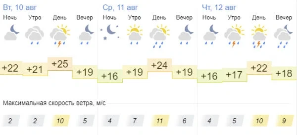 По данным Gismeteo.ru, также ожидается дождь