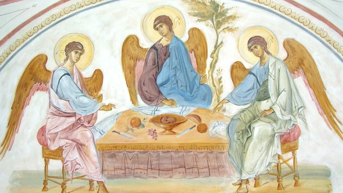 Настенная роспись с изображением Троицы. Фото: ru.pinterest.com