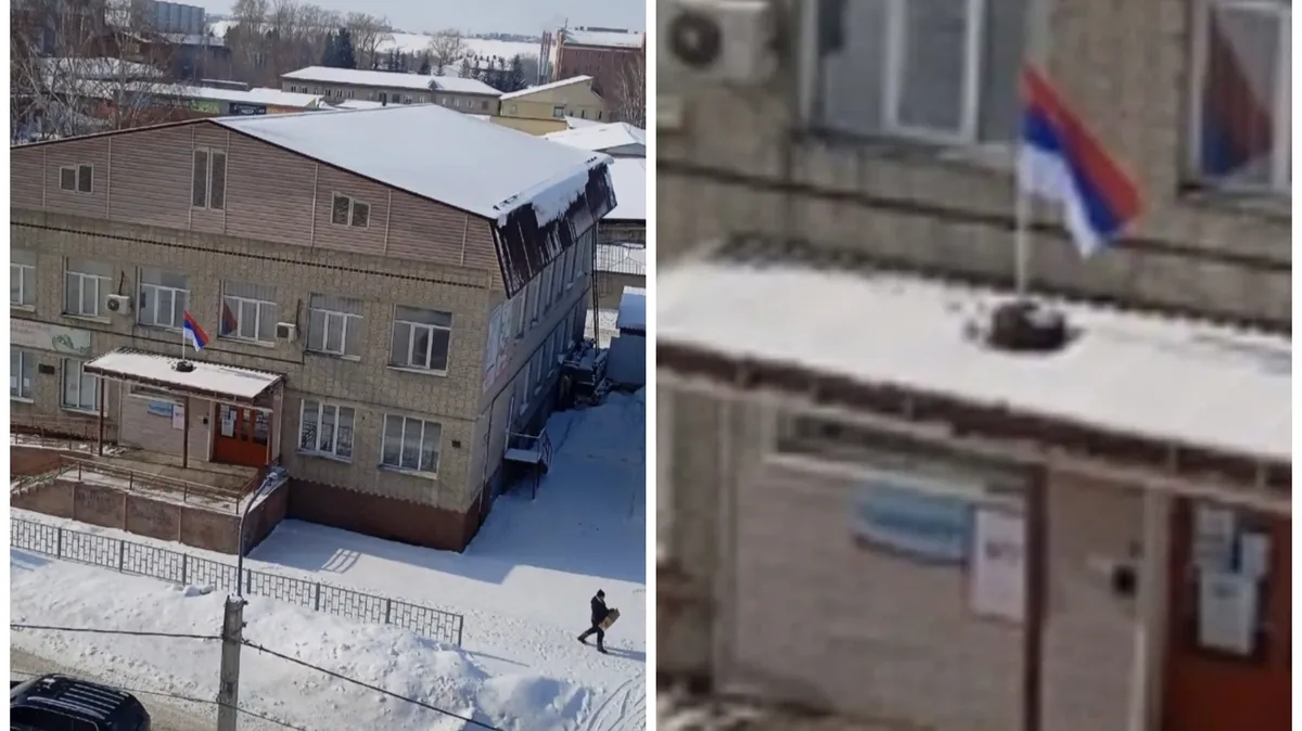 «Посольство Сербии» В Искитиме на крыше перепутали флаг — хотели установить символ России