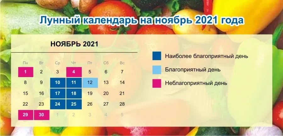 Лунный календарь на ноябрь 2021 года