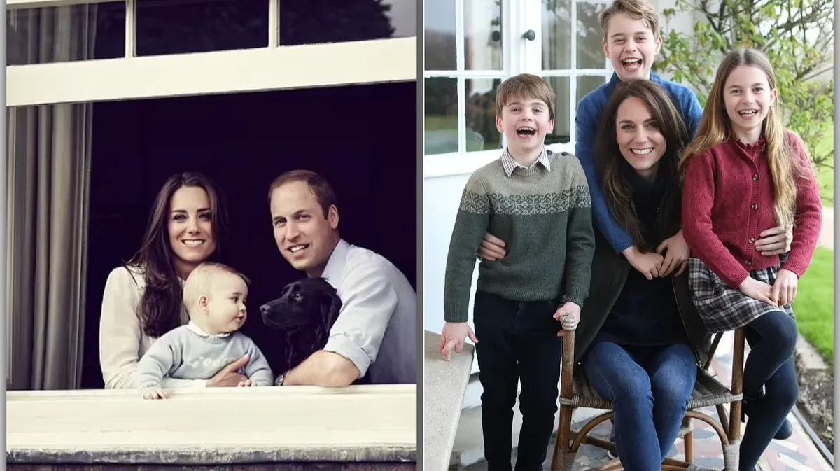 Принц Гарри и принцесса Кейт, Кей с детьми (2014 и 2024). Фото: Daily Mail