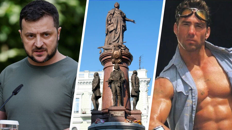 На площади в Одессе желают воздвигнуть скульптуру порноактеру Билли Херрингтону, а памятник Екатерине II снести. Зеленский пообещал лично заняться этим вопросом