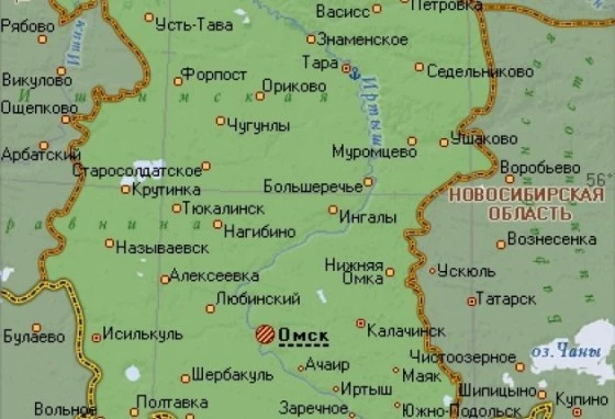map_r53 Расстояние от Новосибирска до Омска 670 км