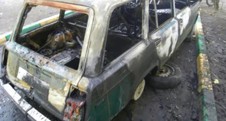 Угнанный автомобиль сгорел