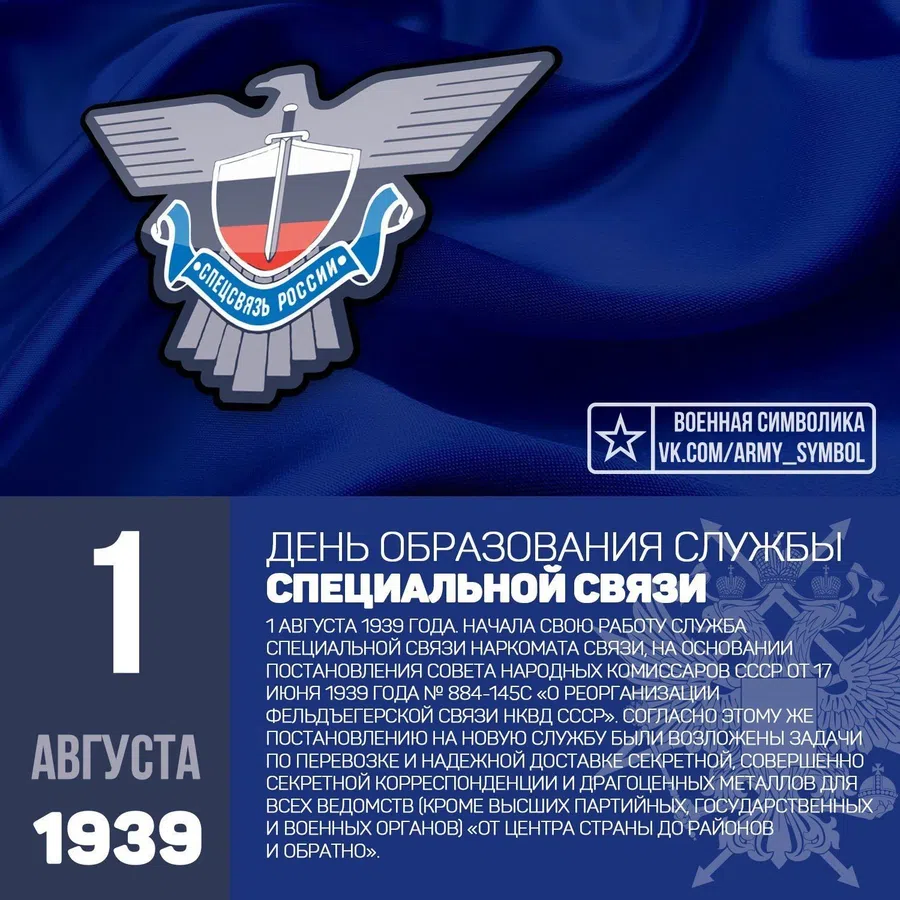 1 августа - День образования Службы специальной связи России