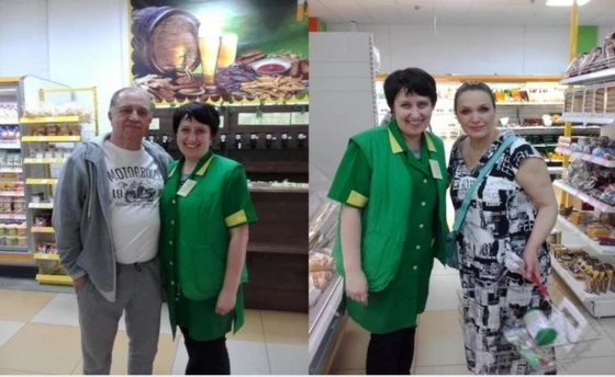 Актеры сфотографировались с продавцами