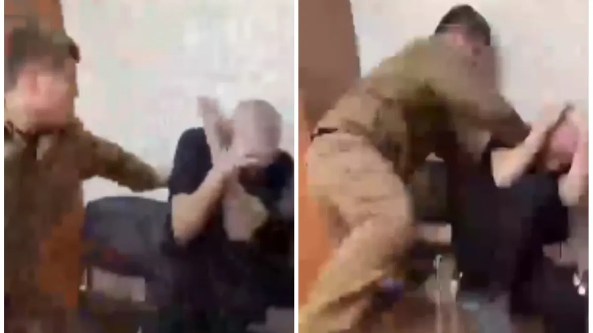 Адам Кадыров бьет поджигателя Корана. Фото: кадр из видео 
